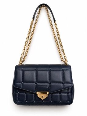 Michael Kors Manhattan Quilted Navy Leather Authentic